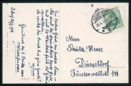 Künstler AK signiert Grammz ? Hamburg Dampfer am Quai T.S.N. 898 gelaufen 1912