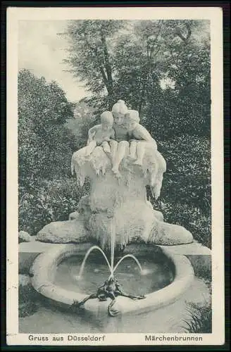 AK Ansichtskarte Düsseldorf am Rhein, Märchenbrunnen im Hofgarten 1913 gelaufen