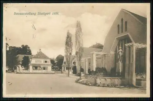 AK Stuttgart in Baden Württemberg Bauausstellung 1908 auch 1908 gelaufen