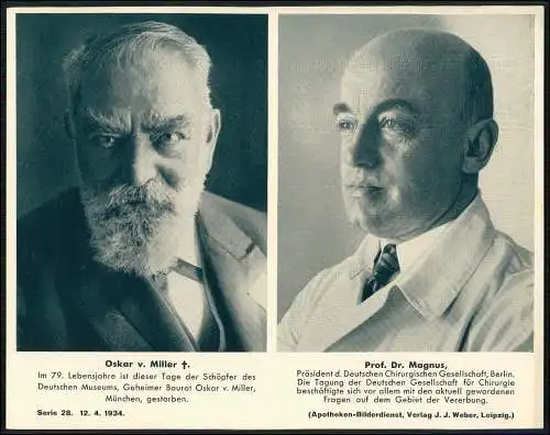 Foto 23×18cm Bilderdienst Oskar von Miller und Professor Doktor Magnus 1934