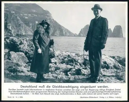 Foto 23×18cm Bilderdienst John Allsebrook Simon mit Frau auf Capri 1934