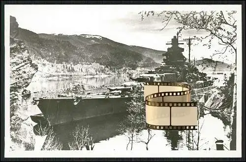 Foto AK Schlachtschiff Tirpitz - in Norwegen deutsche Kriegsmarine