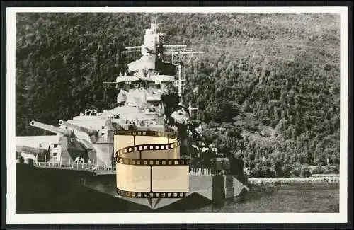 Foto AK Schlachtschiff Tirpitz - Norwegen im Fjord deutsche Kriegsmarine