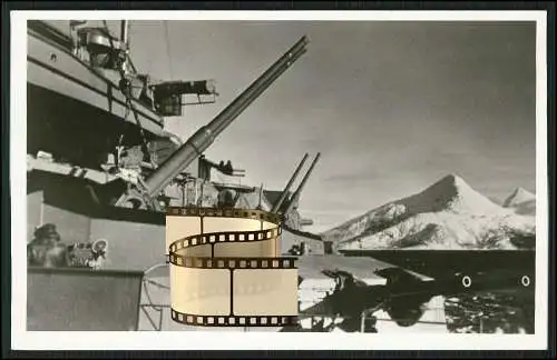 Foto AK Schlachtschiff Tirpitz - deutsche Kriegsmarine in Norwegen