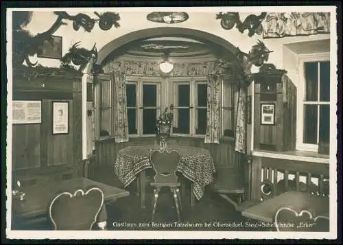 Foto AK Oberaudorf Lr. Rosenheim Gasthaus Hotel zum feurigen Tatzelwurm Erker