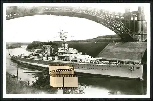 Foto AK Panzerschiff - Deutschland bzw. Lützow - Hochbrücke Kaiser Wilhelm Kanal