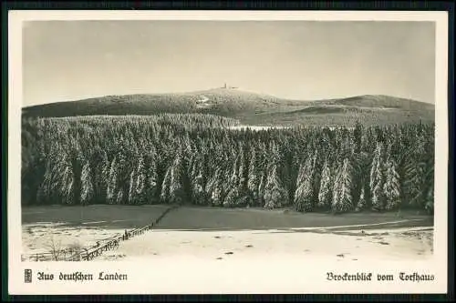 Echt Fotografie AK - Brockenblick vom Sport Berg Hotel Torfhaus Winterlandschaft