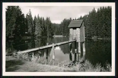 Echt Foto AK Clausthal Zellerfeld unterer Kellerhalser Teich Kleiner Steg