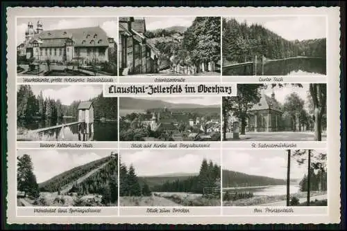 Foto AK Clausthal Zellerfeld im Oberharz Karte Teil-Ansichten Umgebung Echt Foto