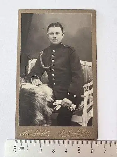 CDV Foto Soldat in Uniform Kordel Schützenschnur  - Atelier Nic. Mehl St. Avold