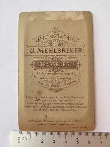 CDV Foto Soldat in Uniform mit Seitengewehr Atelier Mehlbreuer Straßburg Elsass