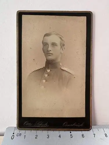 CDV Foto Portrait Soldat in Uniform Atelier Otto Schulz Osnabrück Domhof 4a