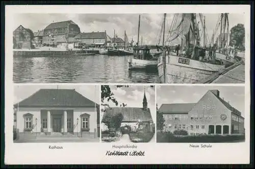 Foto AK Neustadt in Holstein Hafen Fischerboote Schule Rathaus Kirche uvm.