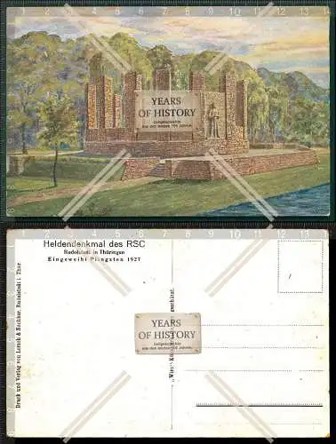 AK Rudolstadt Thüringen Heldendenkmal des RSC eingeweiht Pfingsten 1927