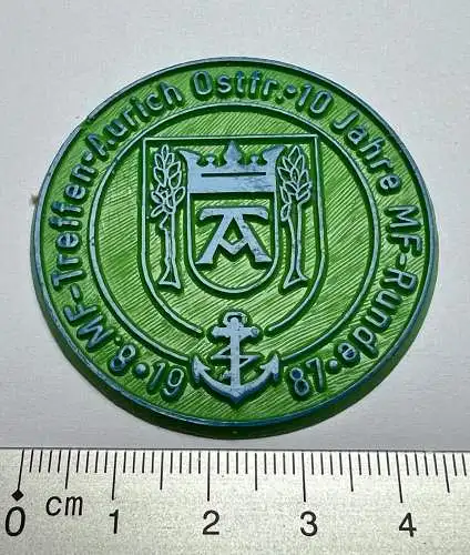 8. MF Marinefunker Treff Aurich Ostfriesland 1987 Sticker Pin Kunststoffplakette