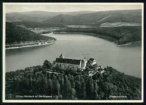 AK Waldeck Nordhessen Fliegeraufnahme Eder Talsperre Schloss Waldeck Luftbild