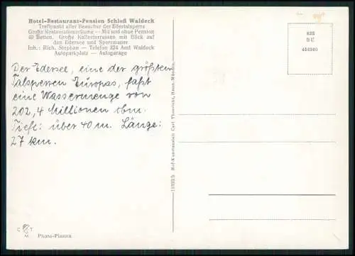 AK Waldeck Nordhessen Fliegeraufnahme Eder Talsperre Schloss Waldeck Luftbild