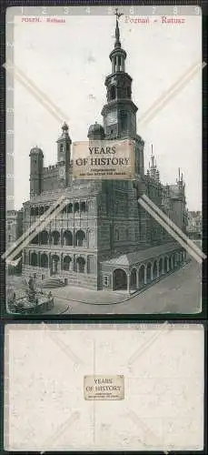 AK Poznan Posen Rathaus Straßenpartie Stadtansicht Denkmal Brunnen 1911