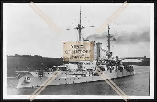 Foto SMS Elsass 1903 Linienschiff im Kaiser Wilhelm Kanal unter Hochbrücke  Ka