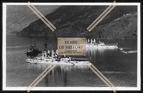 Foto SMS Kriegsschiffe Deutschland und Schleswig-Holstein in Norwegen Kaiserlic