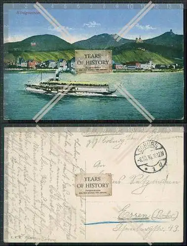 AK Königswinter Rhein Siebengebirge Dampfer Elsa 1916 Feldpost Coburg gelaufen