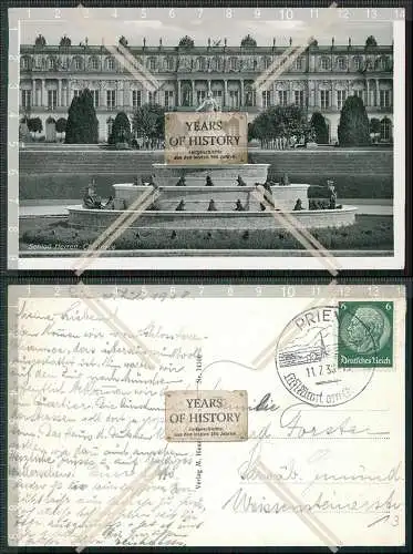 Foto AK Herrenchiemsee Herreninsel Oberbayern Schloss Brunnen 1938 gelaufen