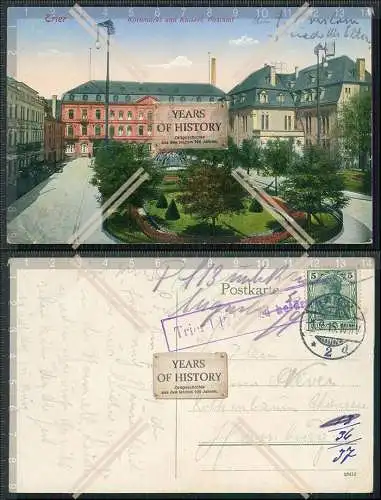 AK Trier Mosel Kornmarkt Kaiserliches Postamt 1915 Stempel 1P.K.zu befördern g