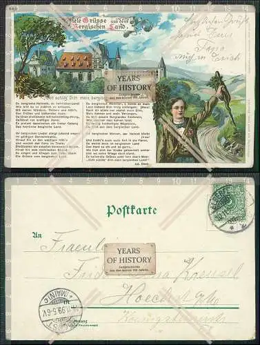 AK Litho Gruß aus bergischen Land 1899 gel. Gott schützt dich mein bergisches