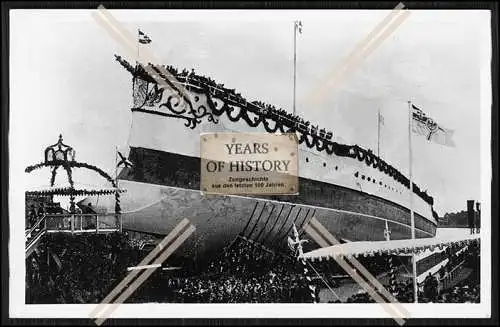 Foto S.M.S. Kaiser Wilhelm II. 1897 Linienschiff Stapellauf Kaiserliche Marine