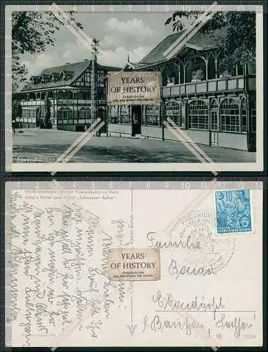 AK Friedrichsbrunn Thale im Harz Jungs Hotel und schwarzer Adler 