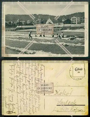 Orig. AK Binz Rügen Blick auf die Badeanstalten und Hotels 1939 gelaufen