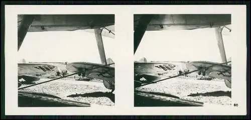 Stereo-Foto Fliegen... Bild Nr. 85 zerstörte russische Flugzeuge Flugplatz