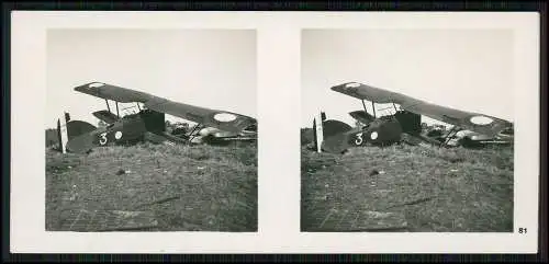 Stereo-Foto Fliegen... Bild Nr. 81 zerstört französisches Flugzeug Feldflugplatz