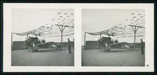 Stereo-Foto Fliegen Bild Nr.36 Flugzeug M 109 JG 53 W.M. Reparatur Feldflugplatz