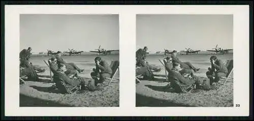 Stereo-Foto Fliegen Bild Nr. 33 Flugzeuge M 109 Staffel auf franz. Feldflugplatz