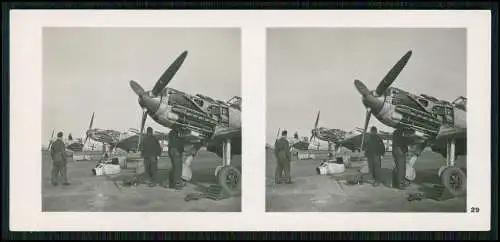 Stereo-Foto Fliegen... Bild Nr. 29 Flugzeug Aircraft M 109 Wartungsarbeiten