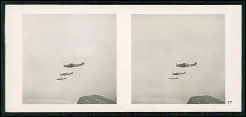 Stereo-Foto Fliegen... Bild Nr. 27 Flugzeug Aircraft M 109 Sicherung in der Luft