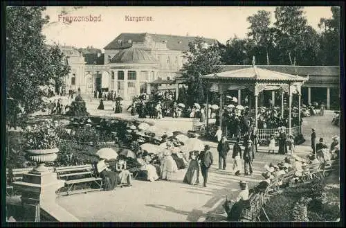 2x AK Františkovy Lázně Franzensbad Region Karlsbad Kurgarten 1931 gelaufen