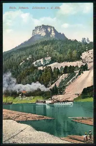 4x AK Sächsische Schweiz Ansichten an der Elbe Dampfschiff 1900-1920