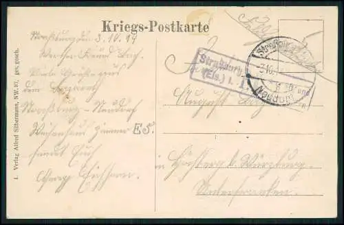 AK Seeschlacht in der Nordsee Kriegsschiffe im Gefecht 1914 Feldpost Elsass gel.