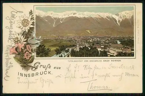 AK Litho Innsbruck in Tirol, nach Norden gesehen 1898 gelaufen