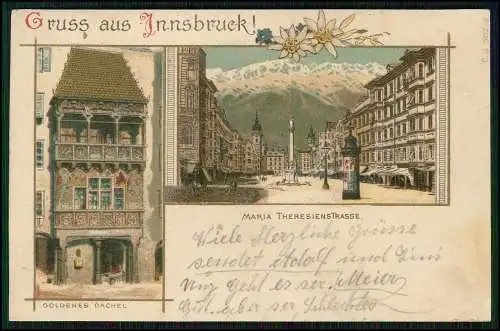 AK Litho Innsbruck in Tirol, Maria Theresienstraße uvm. 1897 gelaufen