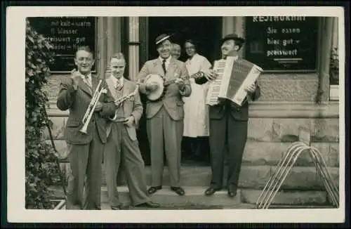 2x Foto Musik-Kapelle Band die 4 Scheffel Geige Akkordeon Trompete uvm 1933-1945