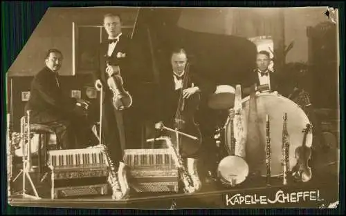 2x Foto Musik-Kapelle Band die 4 Scheffel Geige Trompete Flöte uvm. 1933-1945