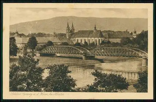 AK Höxter an der Weser Schloss Corvey Blick auf Brücke und Schloss 1928 gel.