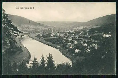 AK Neckargemünd Blick vom Neckar auf den Ort 1915 Feldpost gelaufen