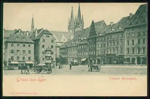 AK Ansichtskarte Postkarte Cheb Eger Region Karlsbad Partie am Marktplatz 1903