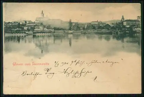 AK Leitmeritz Elbe Sudeten Dampfer Tetschen am Elbufer 1903 gelaufen