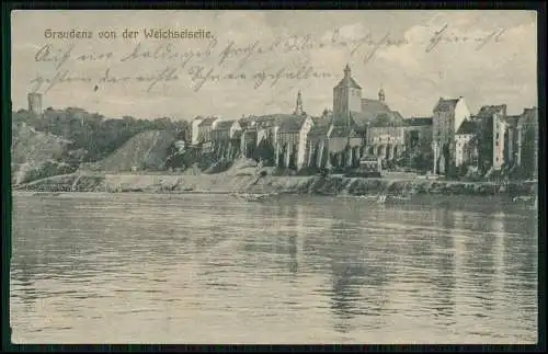 AK Grudziądz Graudenz Westpreußen von der Weichselseite 1914 Feldpost Garde Rgt.