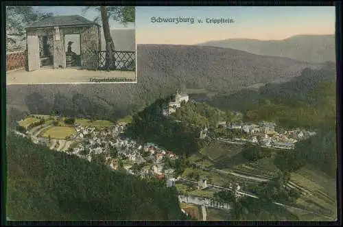 AK Schwarzburg in Thüringen Aussicht Trippstein mit Trippsteinhäuschen 1913 gela